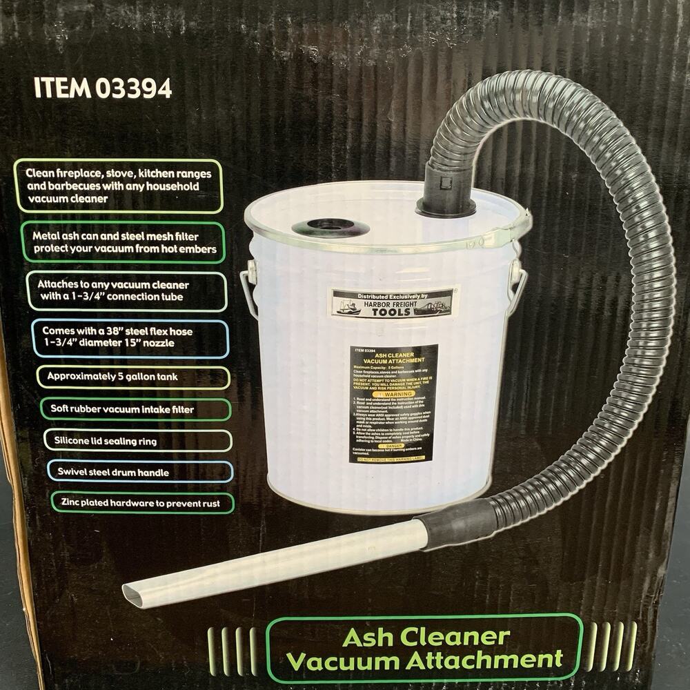Ash Cleaner 5 Gallon Vacuum Attachment, 1.75” Attachment Connector BBQ Fireplace